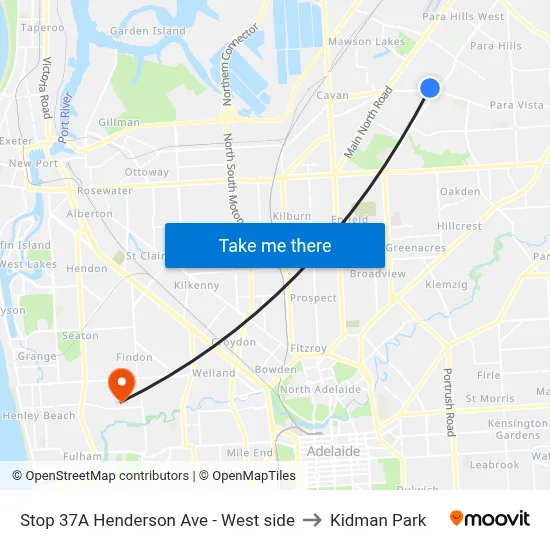 Stop 37A Henderson Ave - West side to Kidman Park map