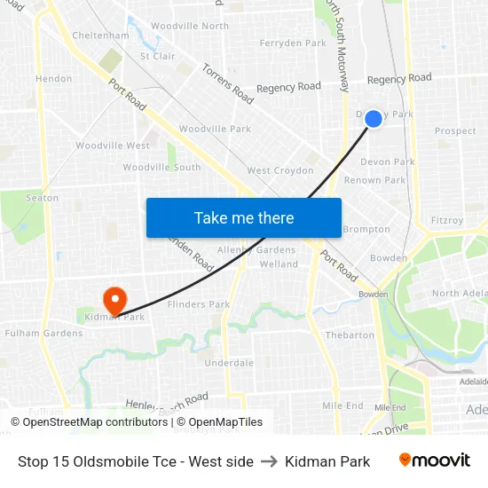 Stop 15 Oldsmobile Tce - West side to Kidman Park map