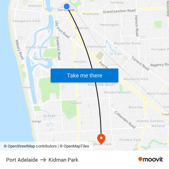 Port Adelaide to Kidman Park map
