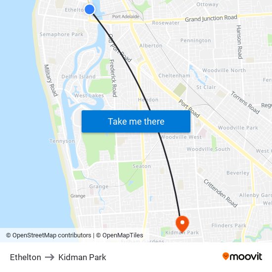 Ethelton to Kidman Park map