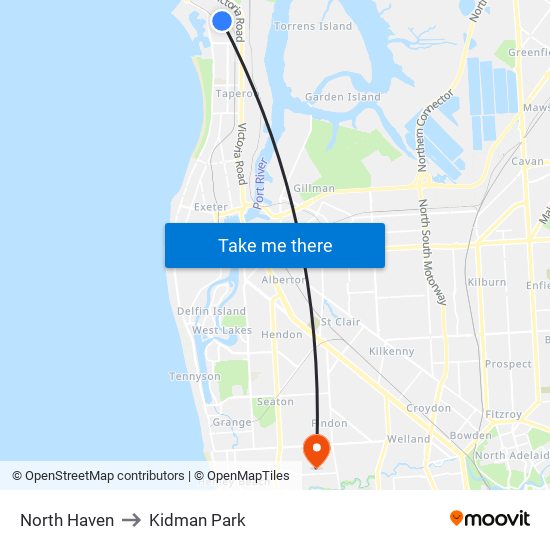 North Haven to Kidman Park map