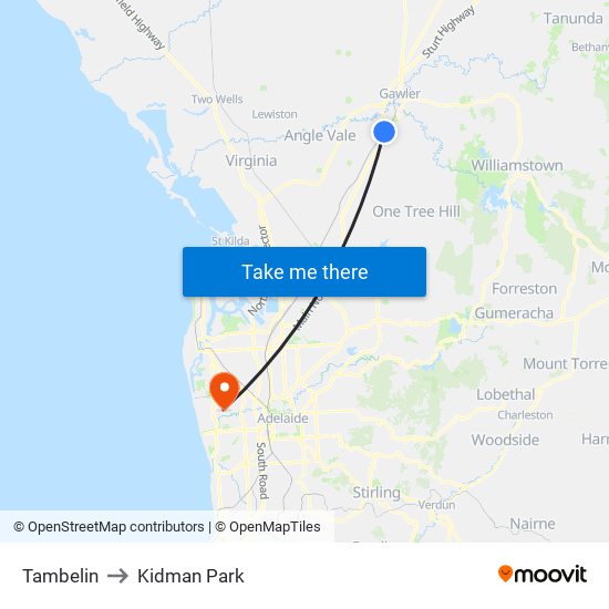 Tambelin to Kidman Park map
