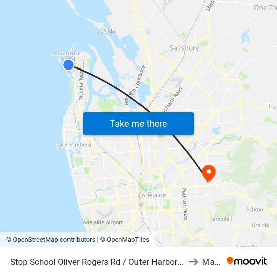 Stop School Oliver Rogers Rd / Outer Harbor Railway to Magill map