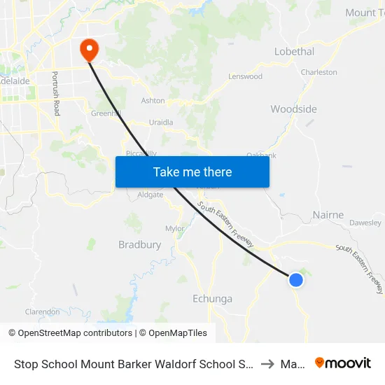 Stop School Mount Barker Waldorf School Sims Rd to Magill map