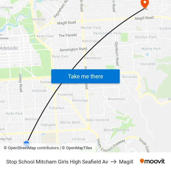 Stop School Mitcham Girls High Seafield Av to Magill map