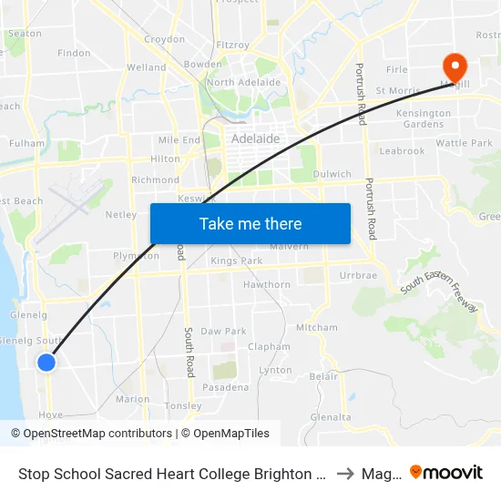 Stop School Sacred Heart College Brighton Rd to Magill map