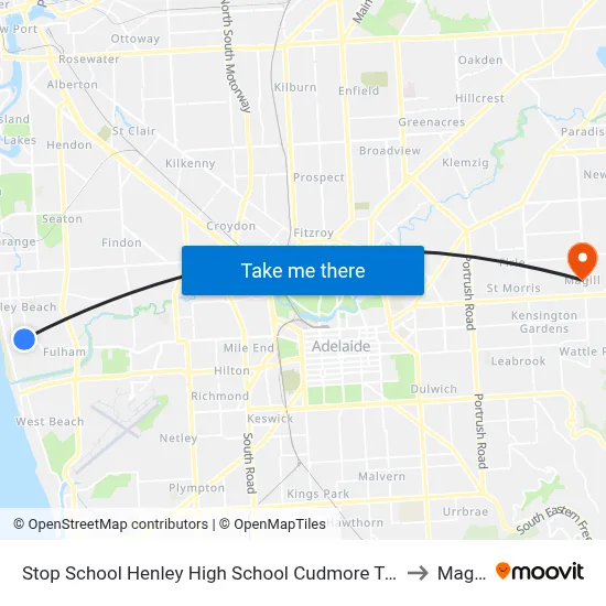 Stop School Henley High School Cudmore Tce to Magill map