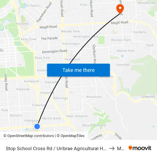 Stop School Cross Rd / Urrbrae Agricultural High School - North side to Magill map