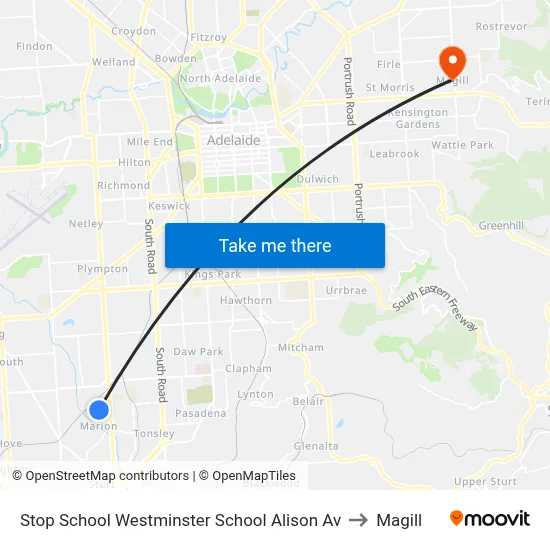 Stop School Westminster School Alison Av to Magill map