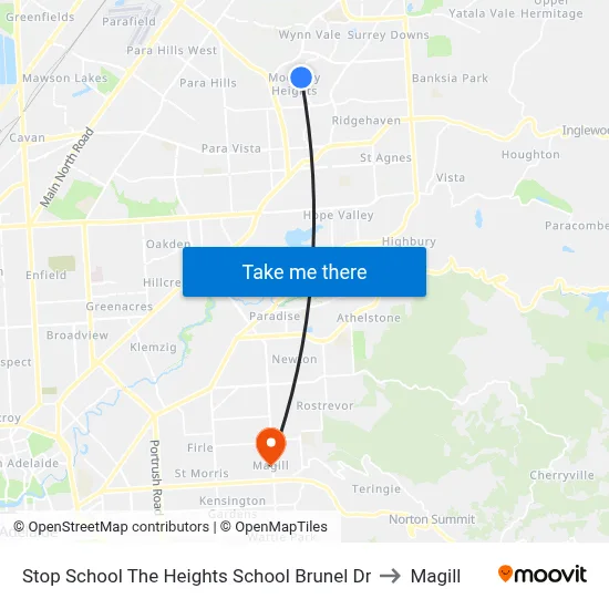 Stop School The Heights School Brunel Dr to Magill map