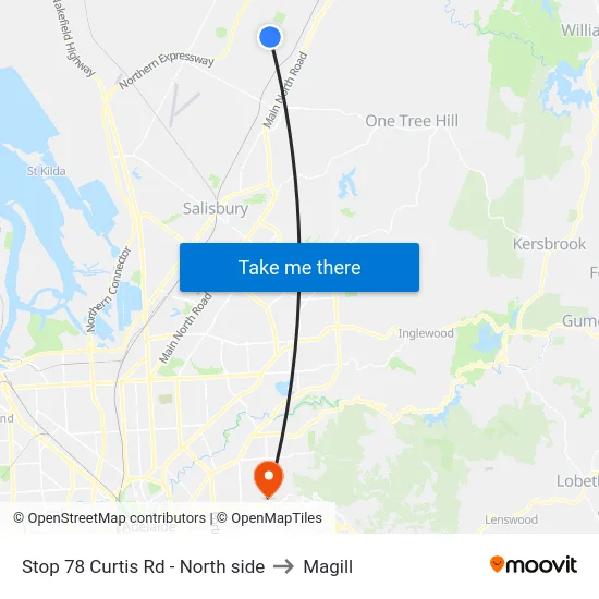 Stop 78 Curtis Rd - North side to Magill map