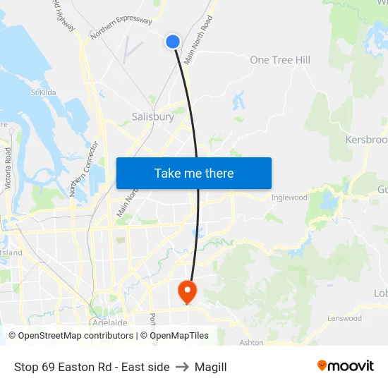 Stop 69 Easton Rd - East side to Magill map