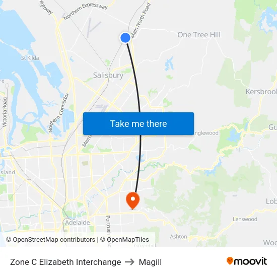 Zone C Elizabeth Interchange to Magill map
