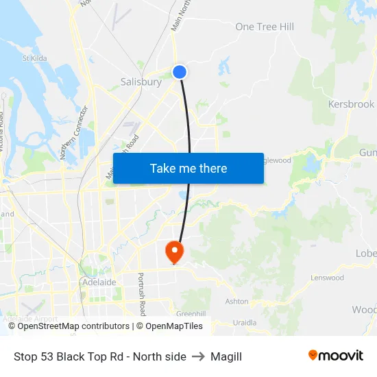 Stop 53 Black Top Rd - North side to Magill map