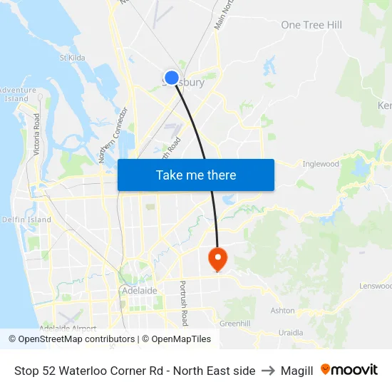 Stop 52 Waterloo Corner Rd - North East side to Magill map