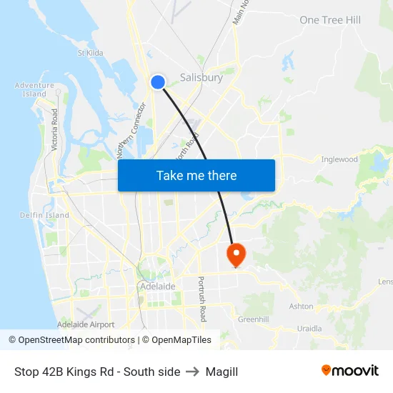 Stop 42B Kings Rd - South side to Magill map