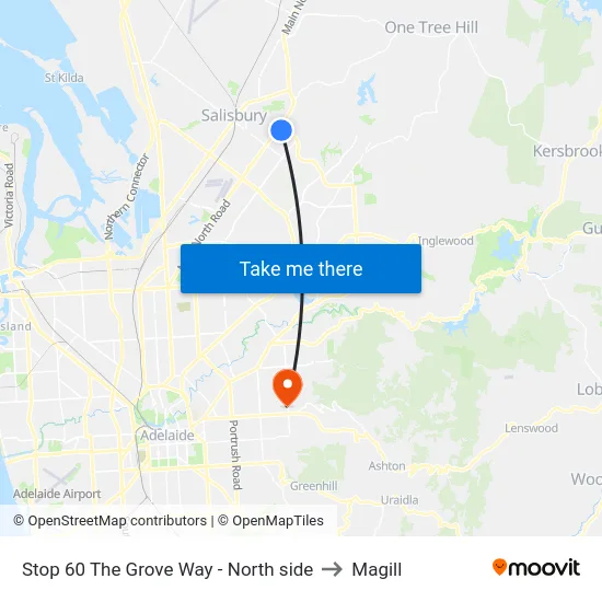 Stop 60 The Grove Way - North side to Magill map