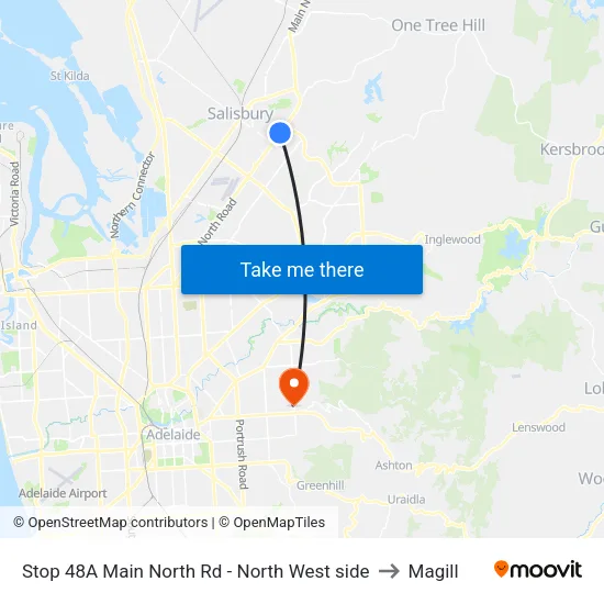 Stop 48A Main North Rd - North West side to Magill map