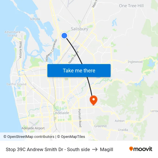 Stop 39C Andrew Smith Dr - South side to Magill map
