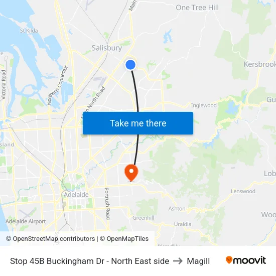 Stop 45B Buckingham Dr - North East side to Magill map