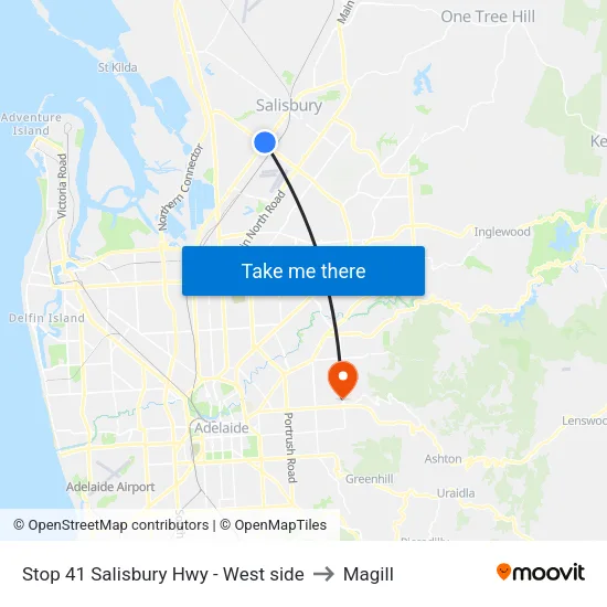 Stop 41 Salisbury Hwy - West side to Magill map