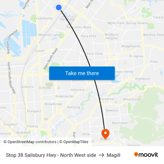 Stop 38 Salisbury Hwy - North West side to Magill map