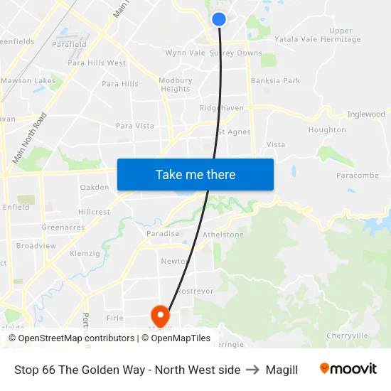Stop 66 The Golden Way - North West side to Magill map