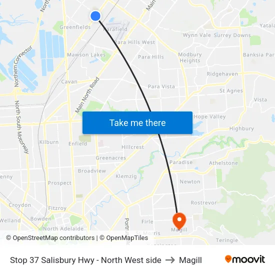 Stop 37 Salisbury Hwy - North West side to Magill map