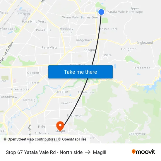 Stop 67 Yatala Vale Rd - North side to Magill map
