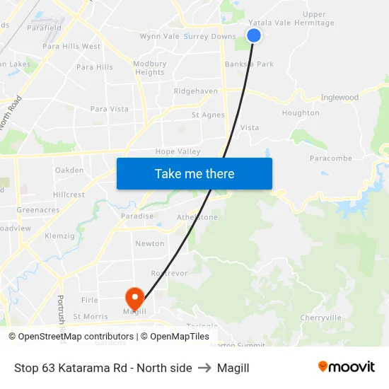 Stop 63 Katarama Rd - North side to Magill map