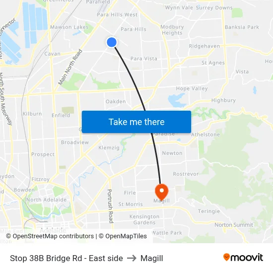 Stop 38B Bridge Rd - East side to Magill map