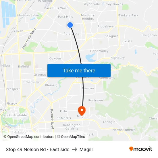 Stop 49 Nelson Rd - East side to Magill map
