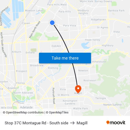 Stop 37C Montague Rd - South side to Magill map