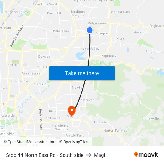 Stop 44 North East Rd - South side to Magill map