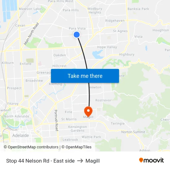 Stop 44 Nelson Rd - East side to Magill map