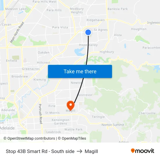 Stop 43B Smart Rd - South side to Magill map