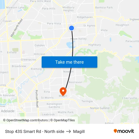 Stop 43S Smart Rd - North side to Magill map