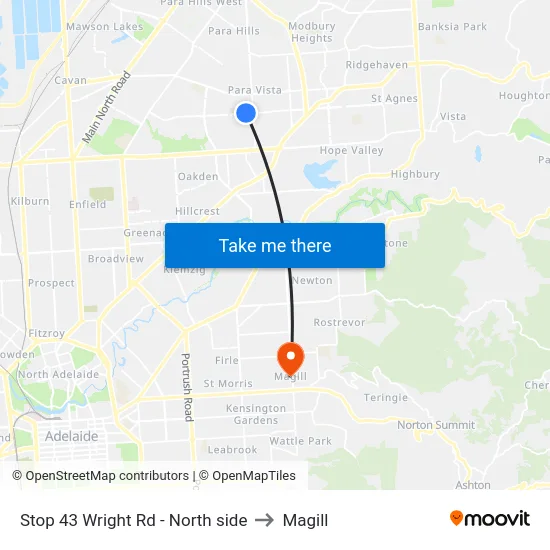 Stop 43 Wright Rd - North side to Magill map