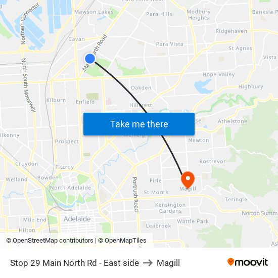 Stop 29 Main North Rd - East side to Magill map