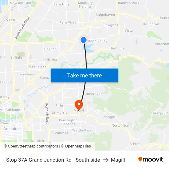 Stop 37A Grand Junction Rd - South side to Magill map