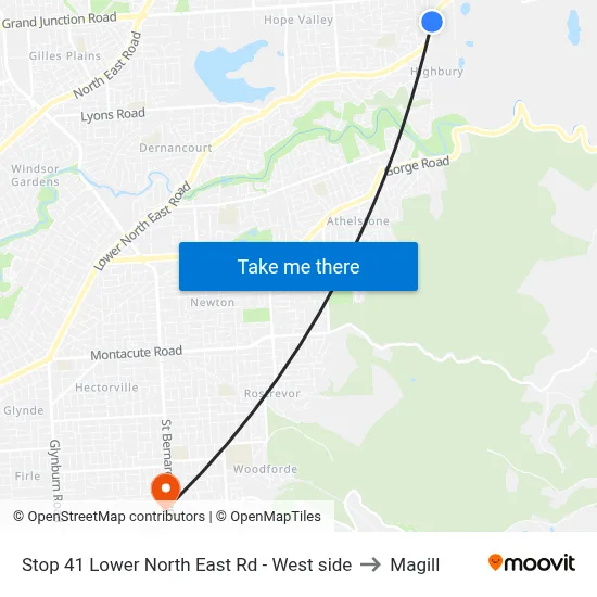 Stop 41 Lower North East Rd - West side to Magill map