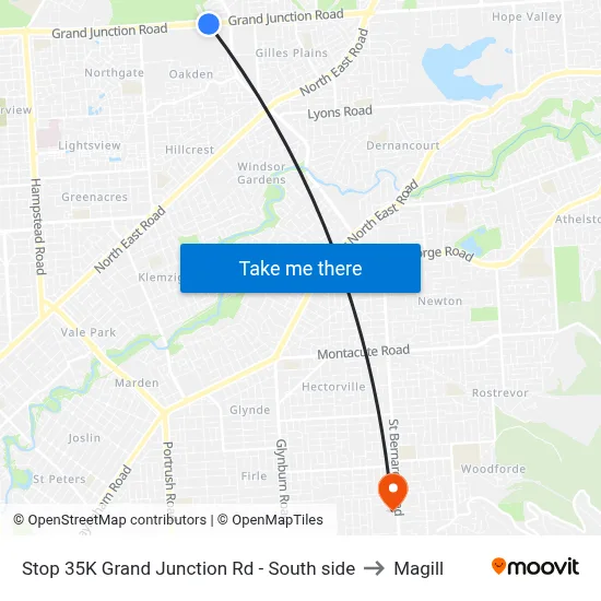 Stop 35K Grand Junction Rd - South side to Magill map