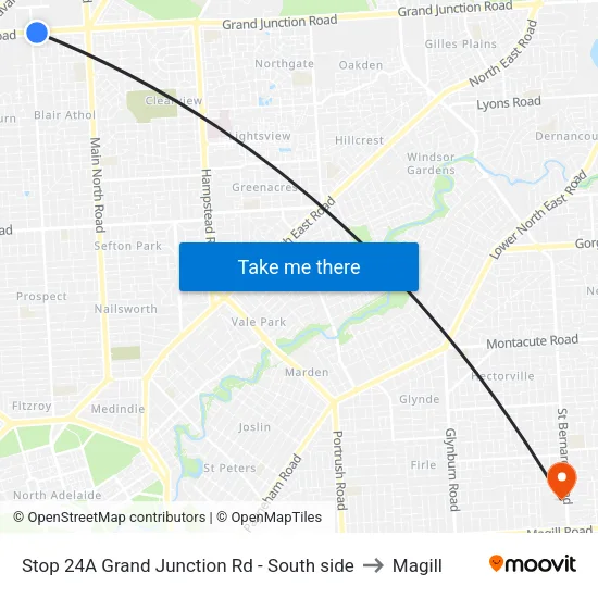 Stop 24A Grand Junction Rd - South side to Magill map