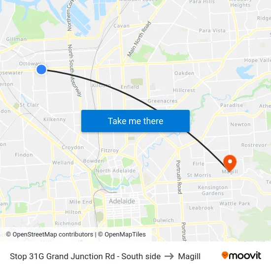 Stop 31G Grand Junction Rd - South side to Magill map