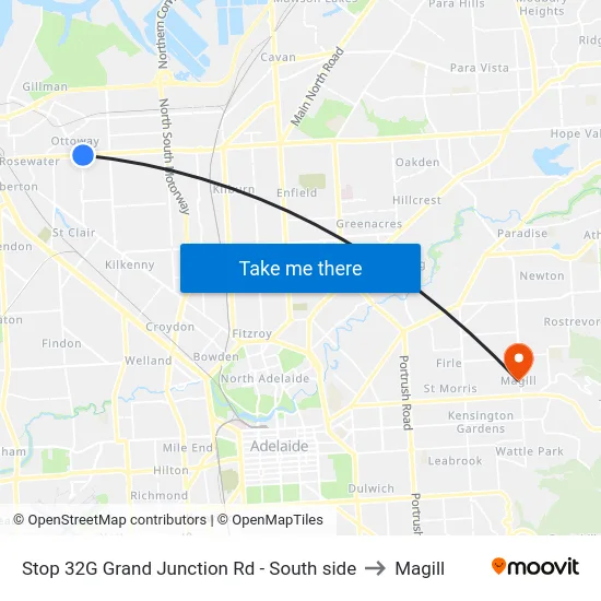 Stop 32G Grand Junction Rd - South side to Magill map