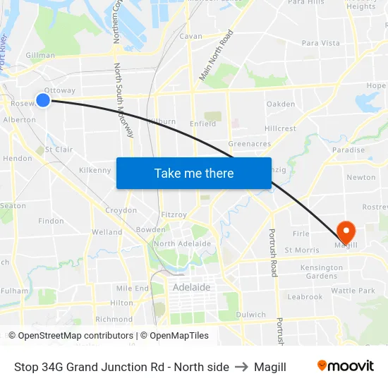 Stop 34G Grand Junction Rd - North side to Magill map