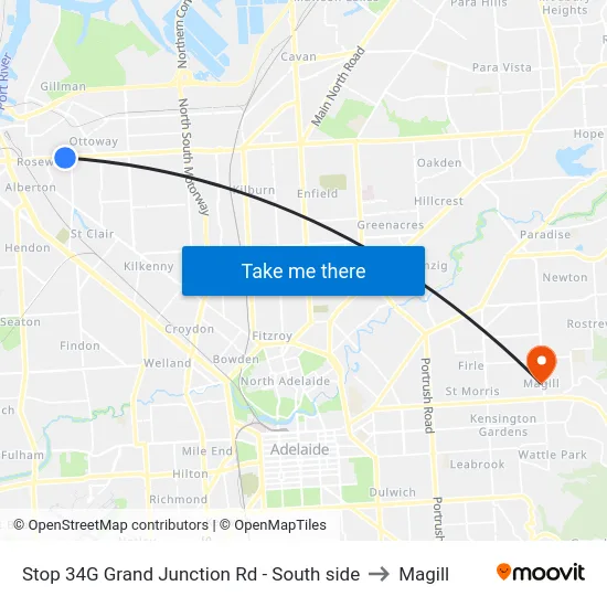 Stop 34G Grand Junction Rd - South side to Magill map