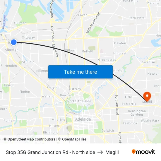 Stop 35G Grand Junction Rd - North side to Magill map