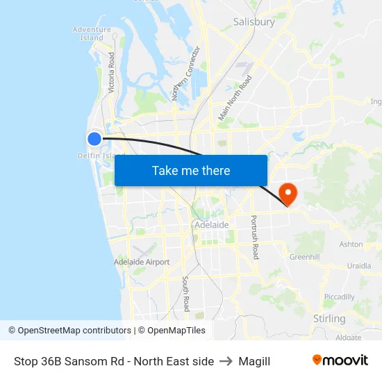 Stop 36B Sansom Rd - North East side to Magill map