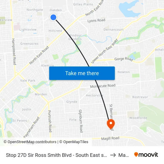 Stop 27D Sir Ross Smith Blvd - South East side to Magill map